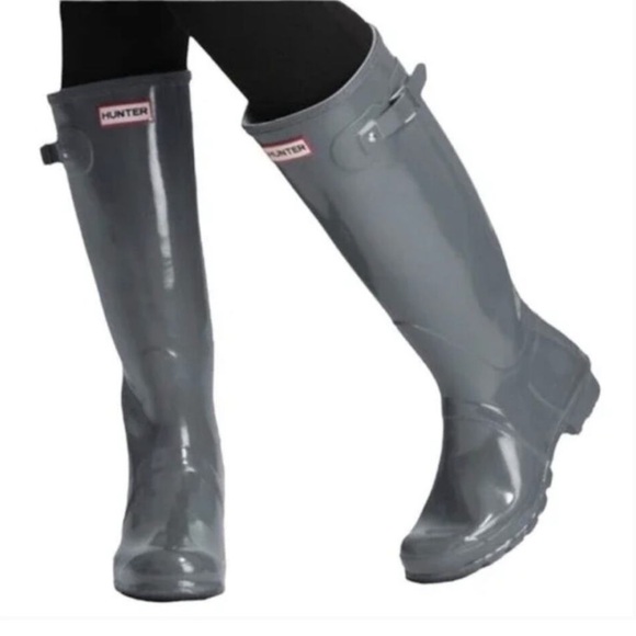 Hunter Original Tall Glossy Gray Boots Women’s Size 7 EUC - Picture 2 of 9